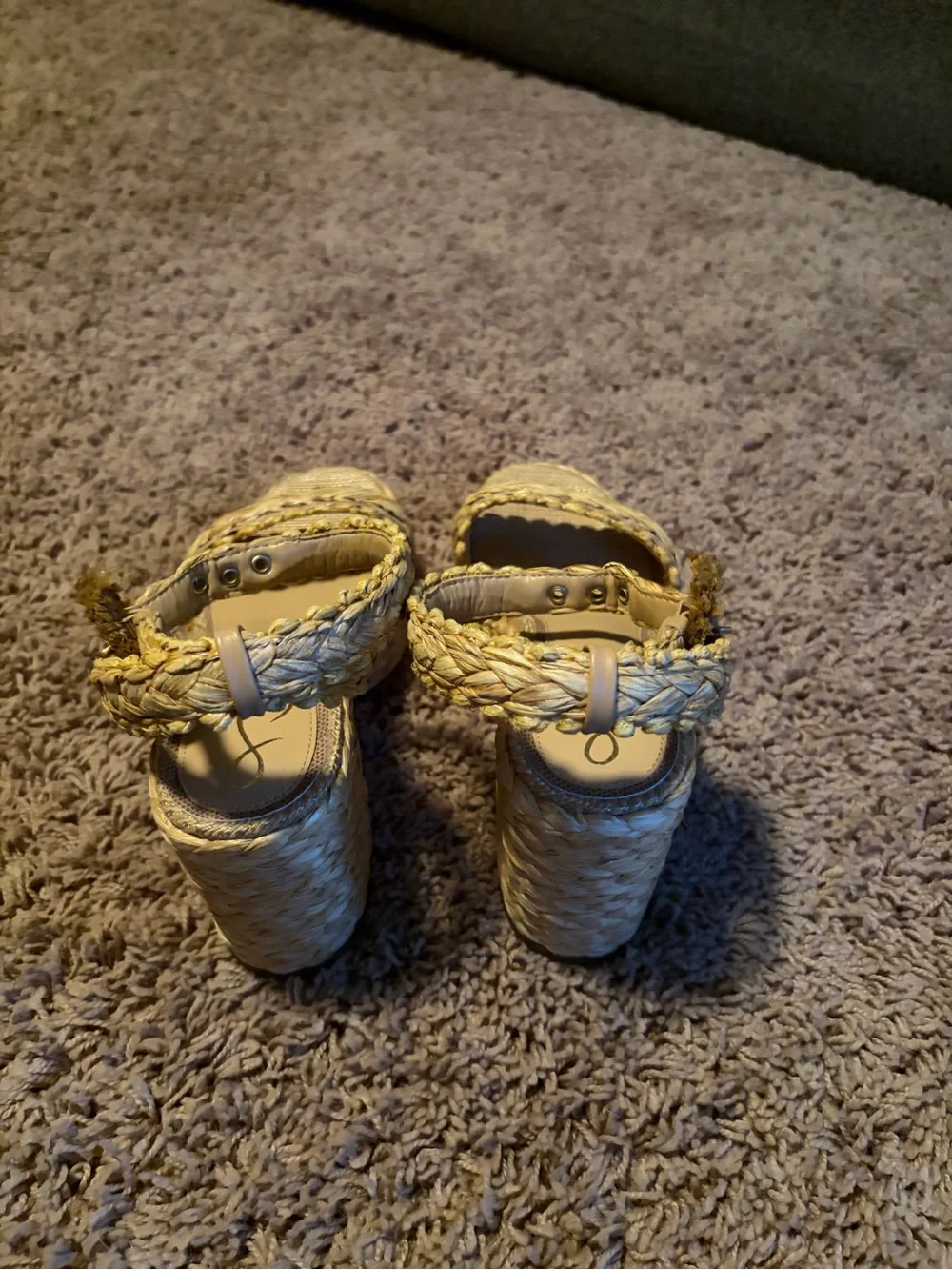 Sam Edelman Iliana Braided Espadrille platform Sandals Natural Multicolor sz 7.5